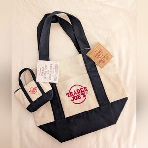 Trader Joe's Canvas Tote Bag Set - Mini Tote and Micro Tote with Grocery Bag